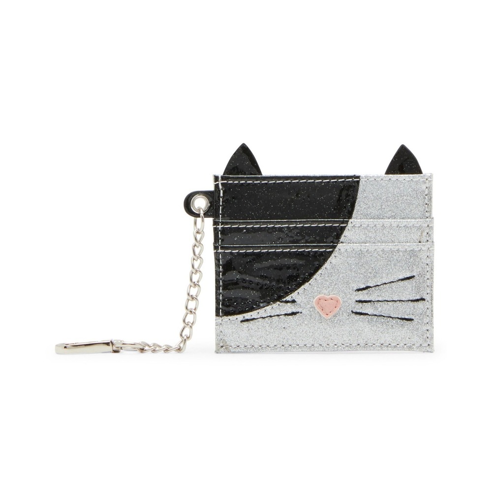 Madden Girl Black and Silver Cat Card Holder